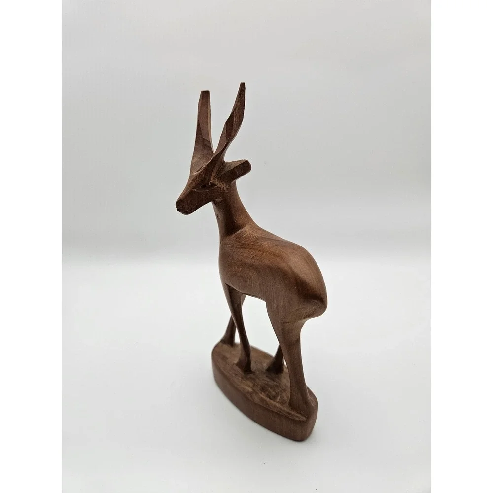 Vintage Handcarved Wooden Gazelle Figurine 6